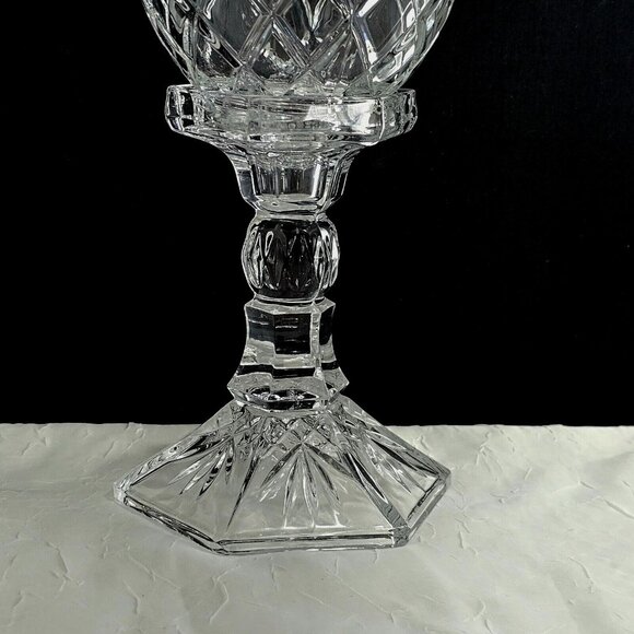 Godinger Lexington Crystal Hurricane Lamp Candleholder 11" cut glass Victorian - Picture 9 of 11